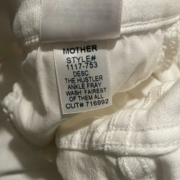 MOTHER The Hustler Ankle Fray Jeans White